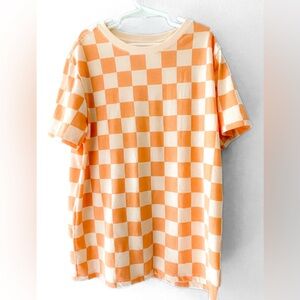 Cat & Jack peach/orange checkerboard Vans-inspired t-shirt